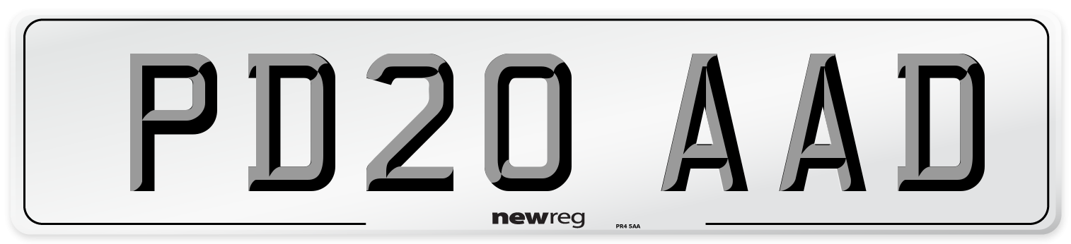 PD20 AAD Number Plate from New Reg